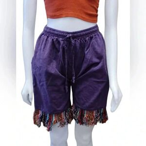 TLB The Little Bazaar Purple Fringe Boho  Shorts Size S/M